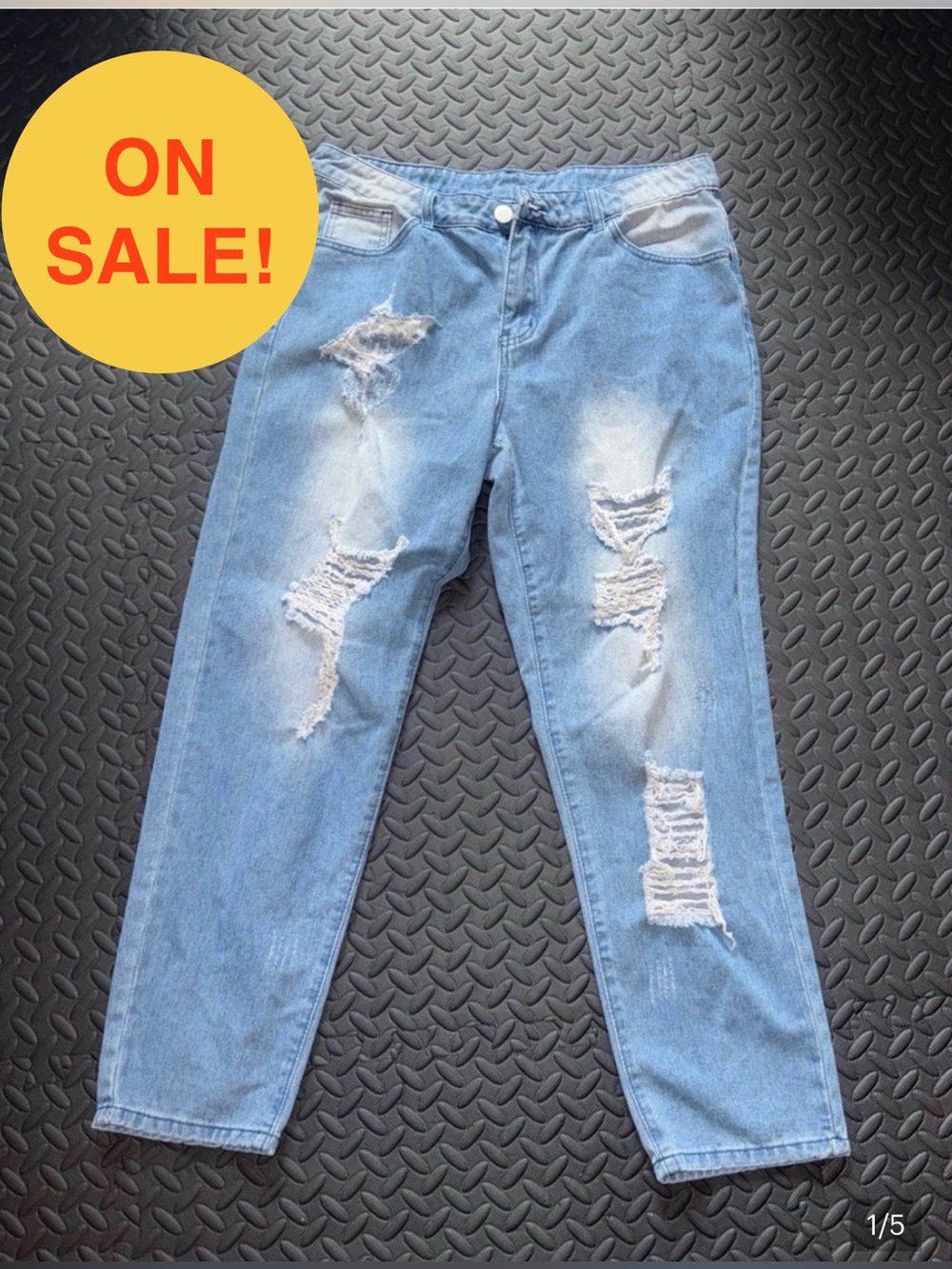 Distressed Blue Jeans